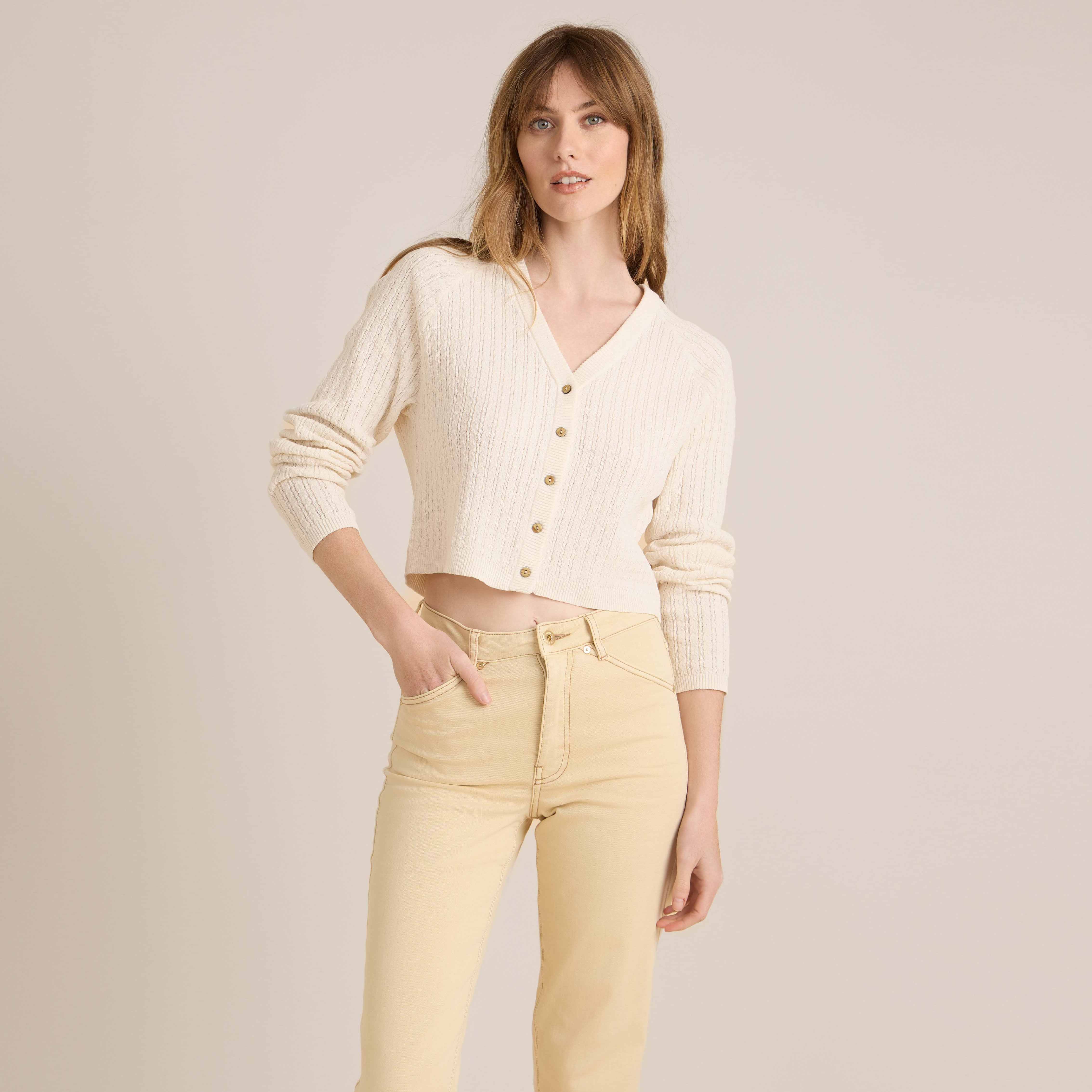 Bluffs Long Sleeve Cardigan - Eggshell