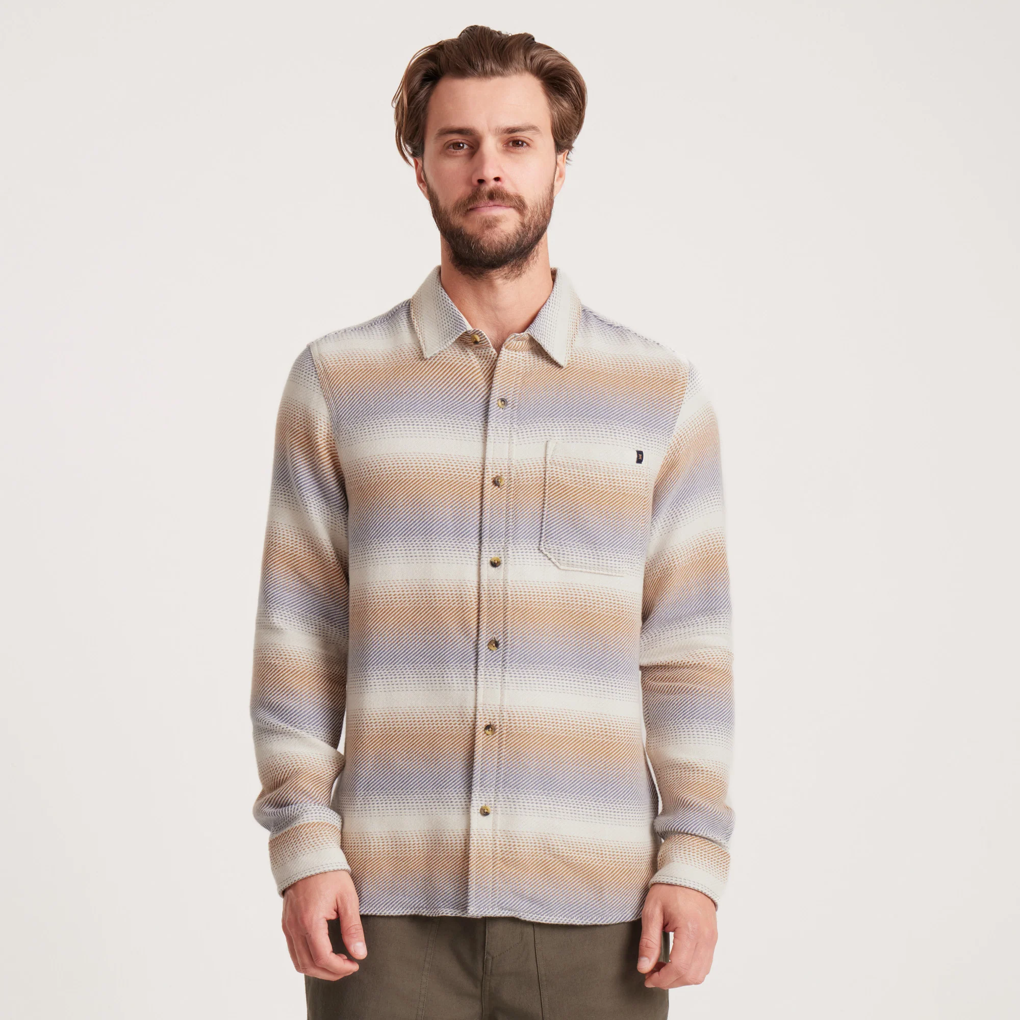 Crossroads Organic Cotton Flannel - Stripe Bone - Image 2