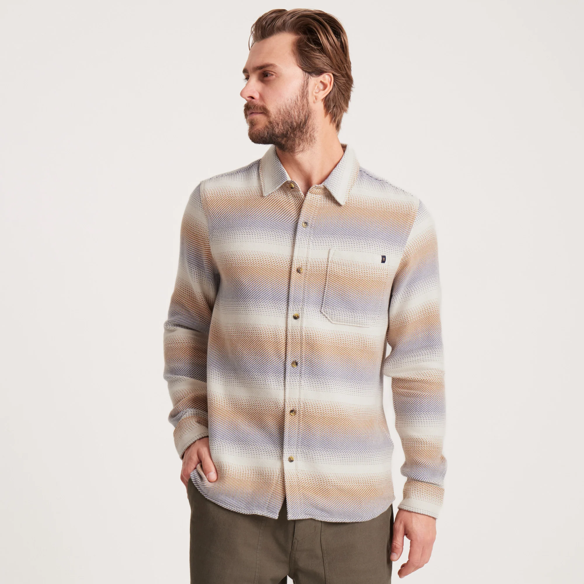 Crossroads Organic Cotton Flannel - Stripe Bone - Image 3