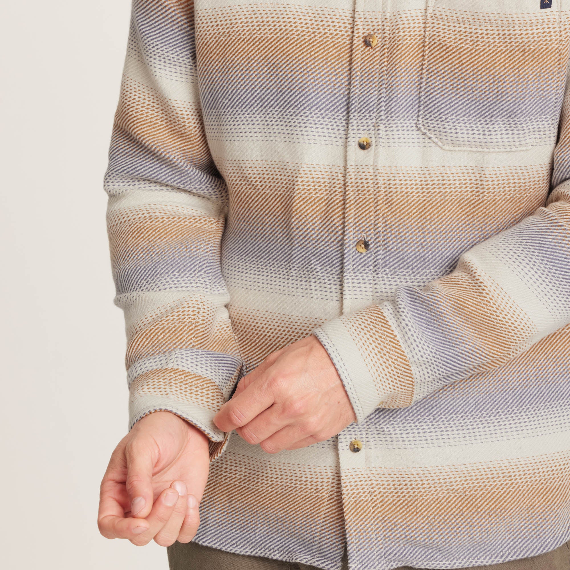 Crossroads Organic Cotton Flannel - Stripe Bone - Image 7