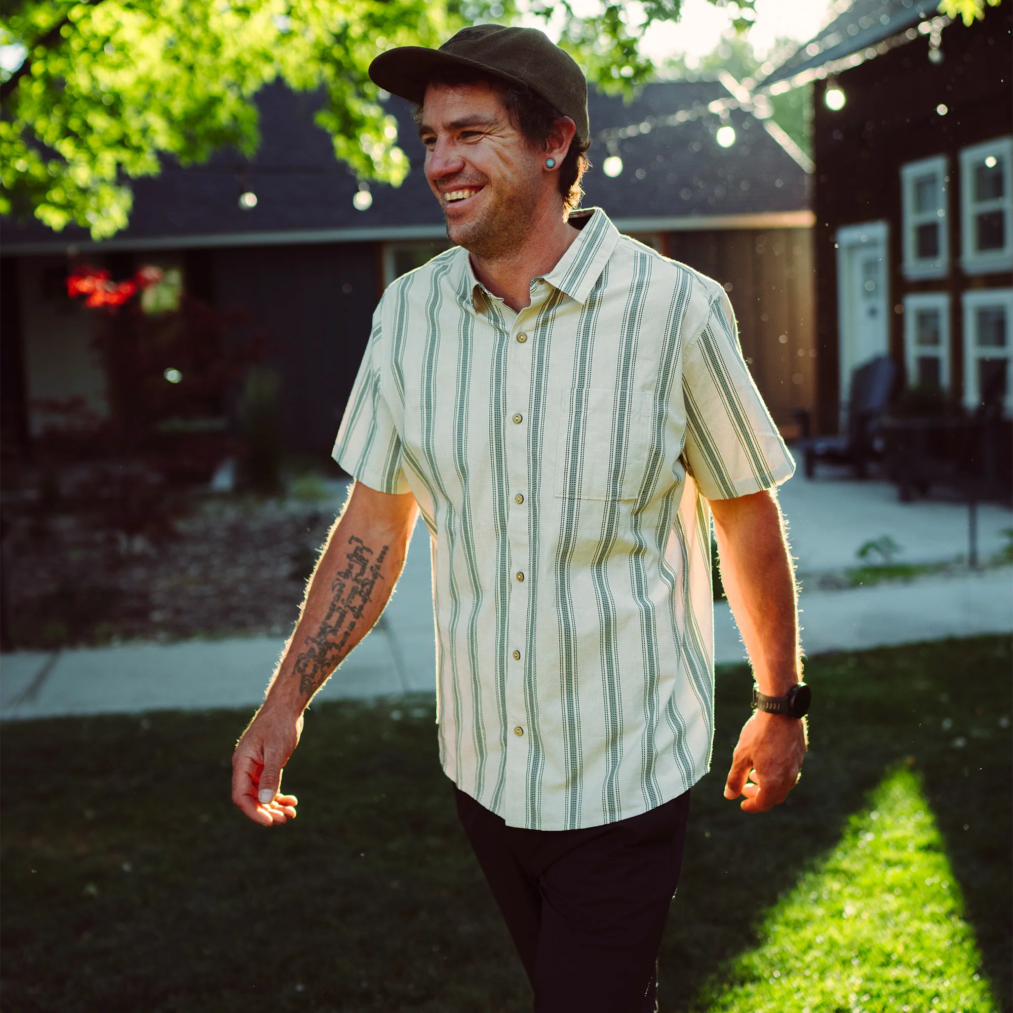 Journey Short Sleeve Button Up Shirt - Dusty Green - Image 2