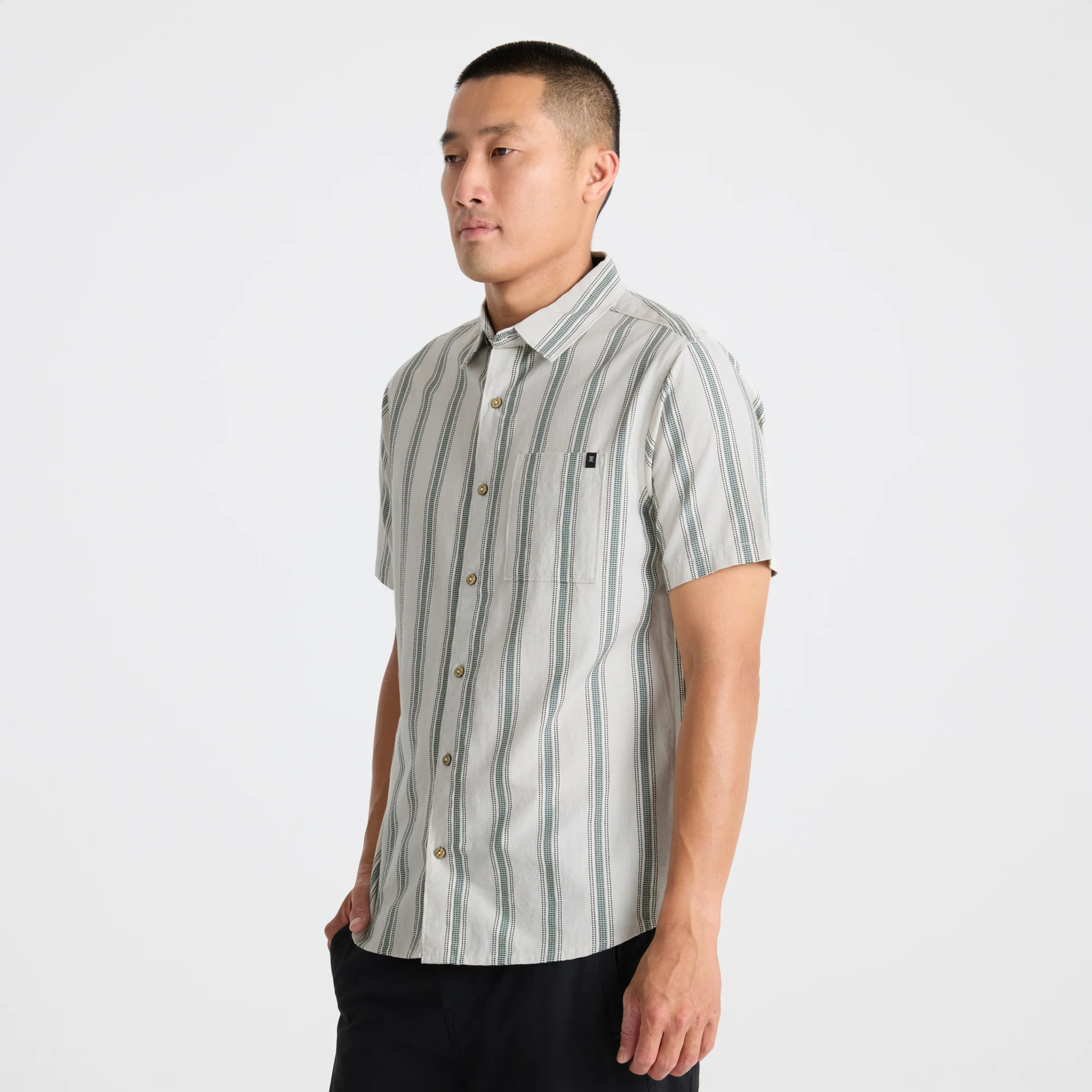 Journey Short Sleeve Button Up Shirt - Dusty Green - Image 4