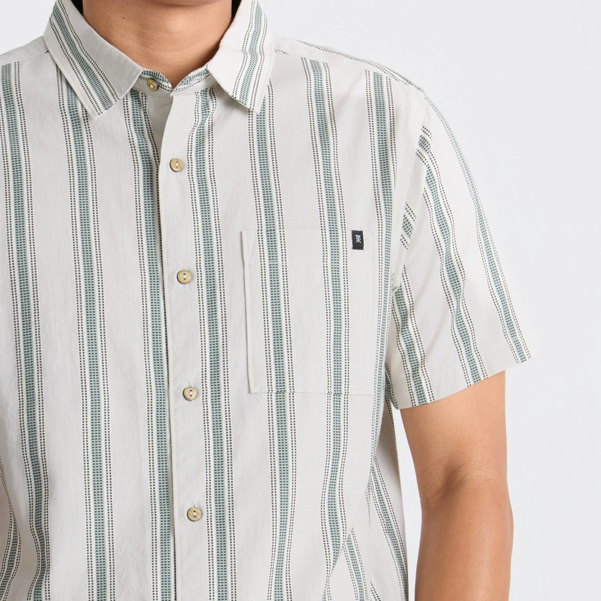 Journey Short Sleeve Button Up Shirt - Dusty Green - Image 5