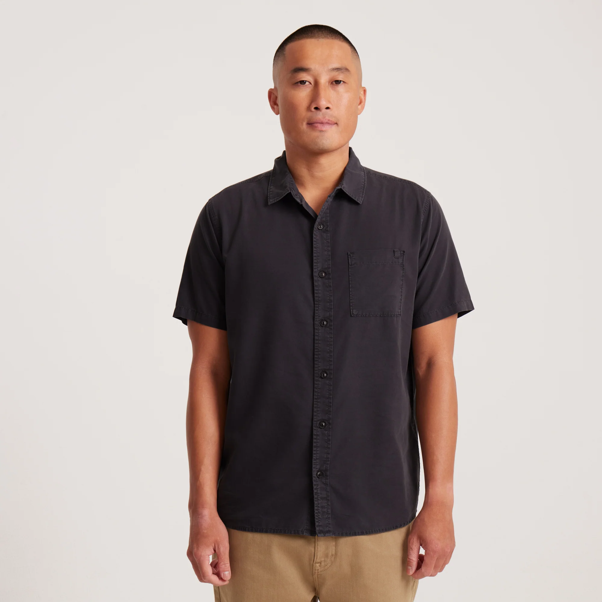 Made To Fade Short Sleeve Button Up Shirt - Washed Charcoal - Image 2