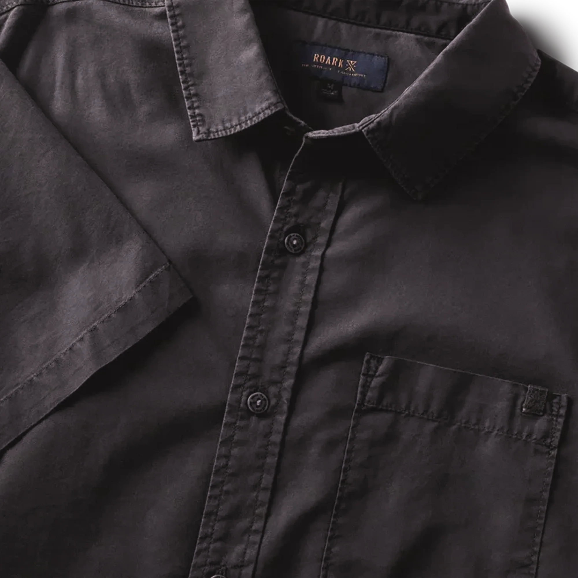 Made To Fade Short Sleeve Button Up Shirt - Washed Charcoal - Image 5
