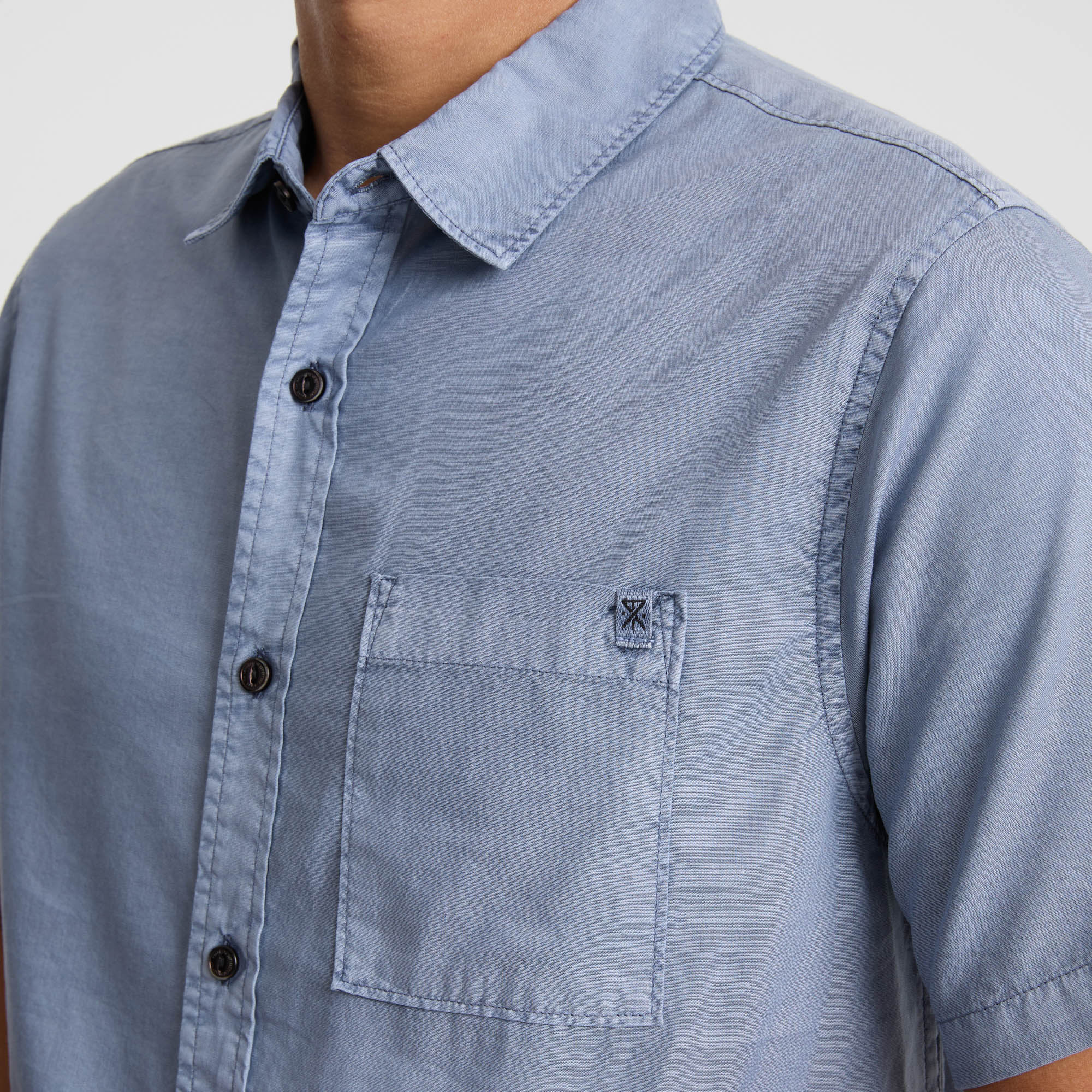 Made To Fade Short Sleeve Button Up Shirt - Washed Slate - Image 5