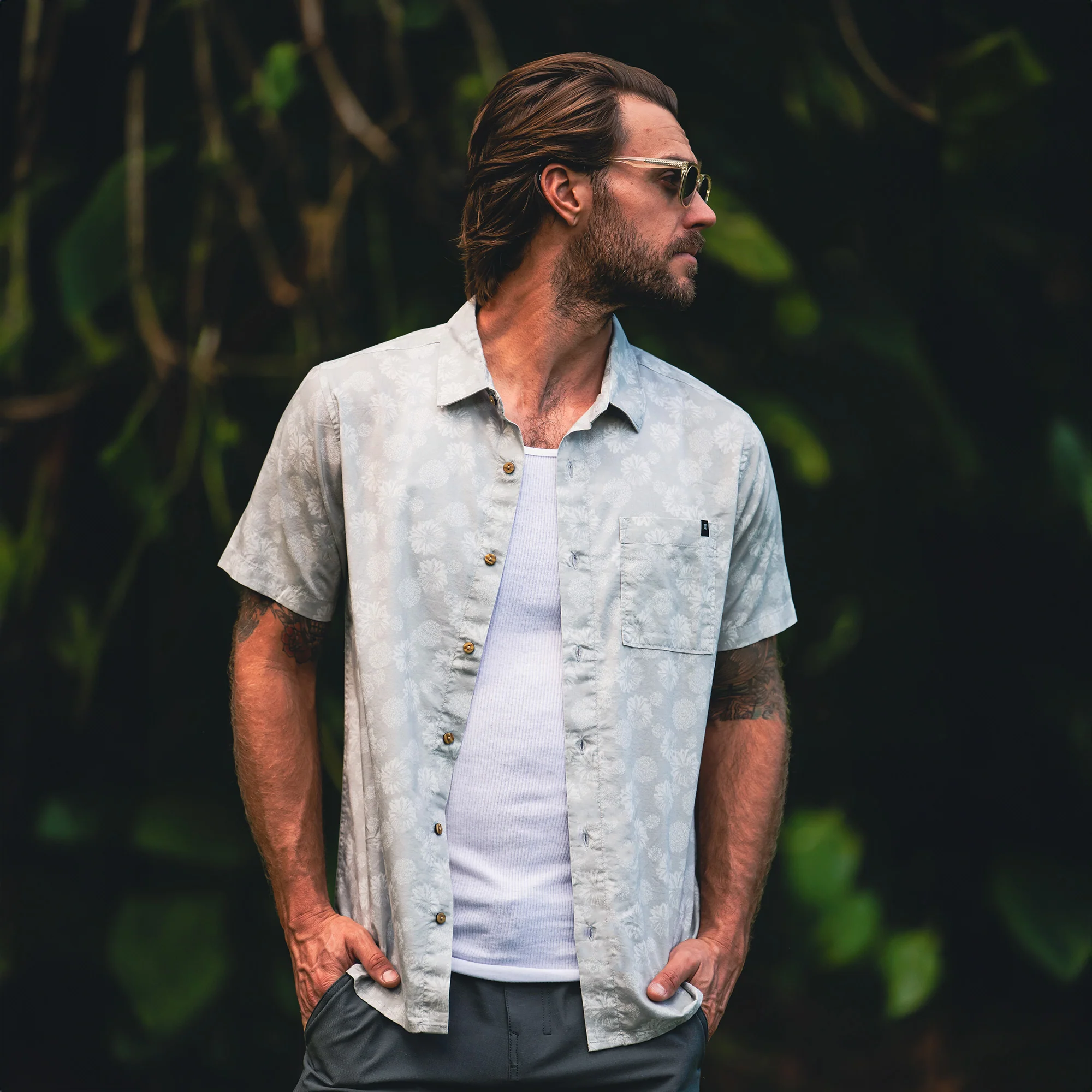 Journey Short Sleeve Button Up Shirt - Grey - Image 2