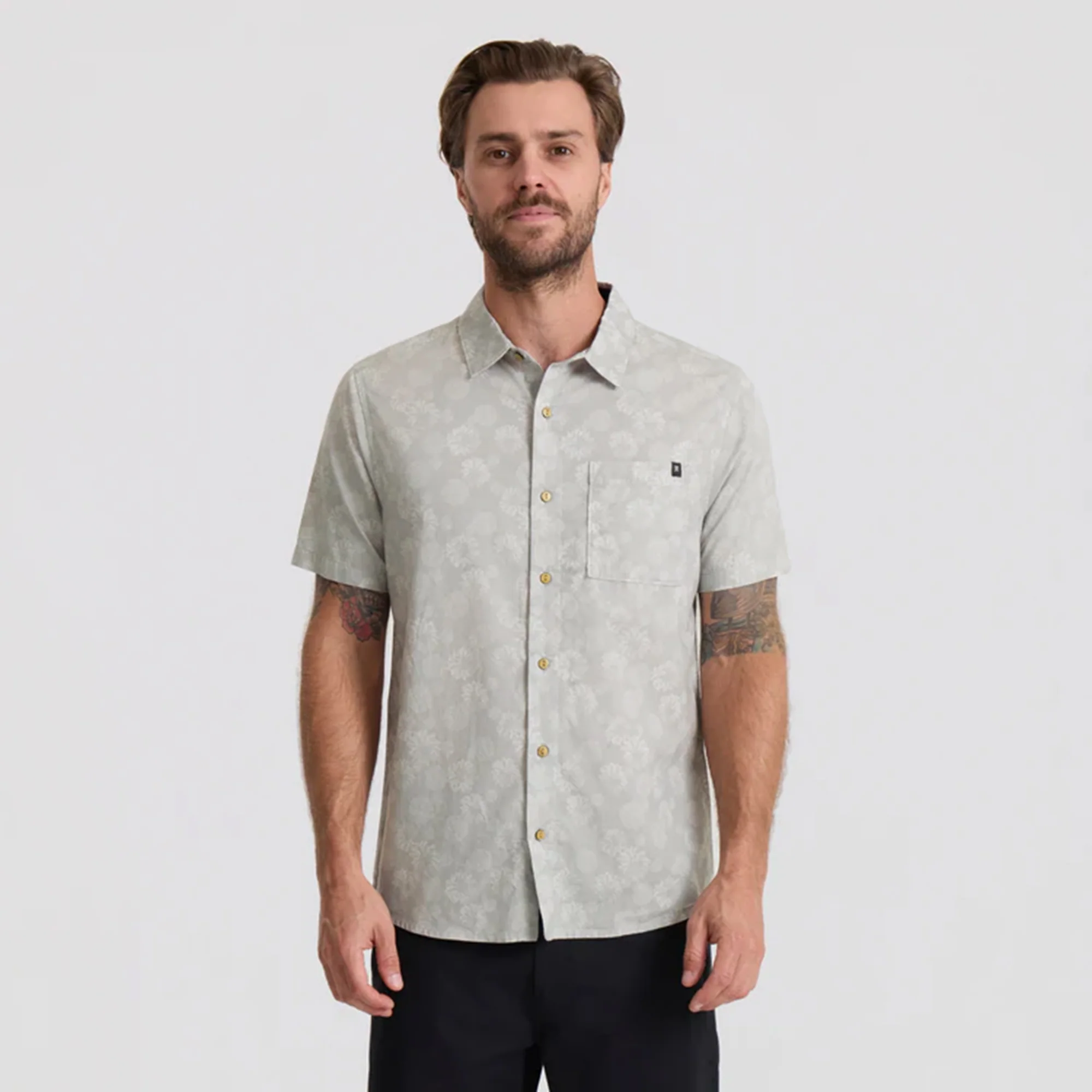 Journey Short Sleeve Button Up Shirt - Grey - Image 3
