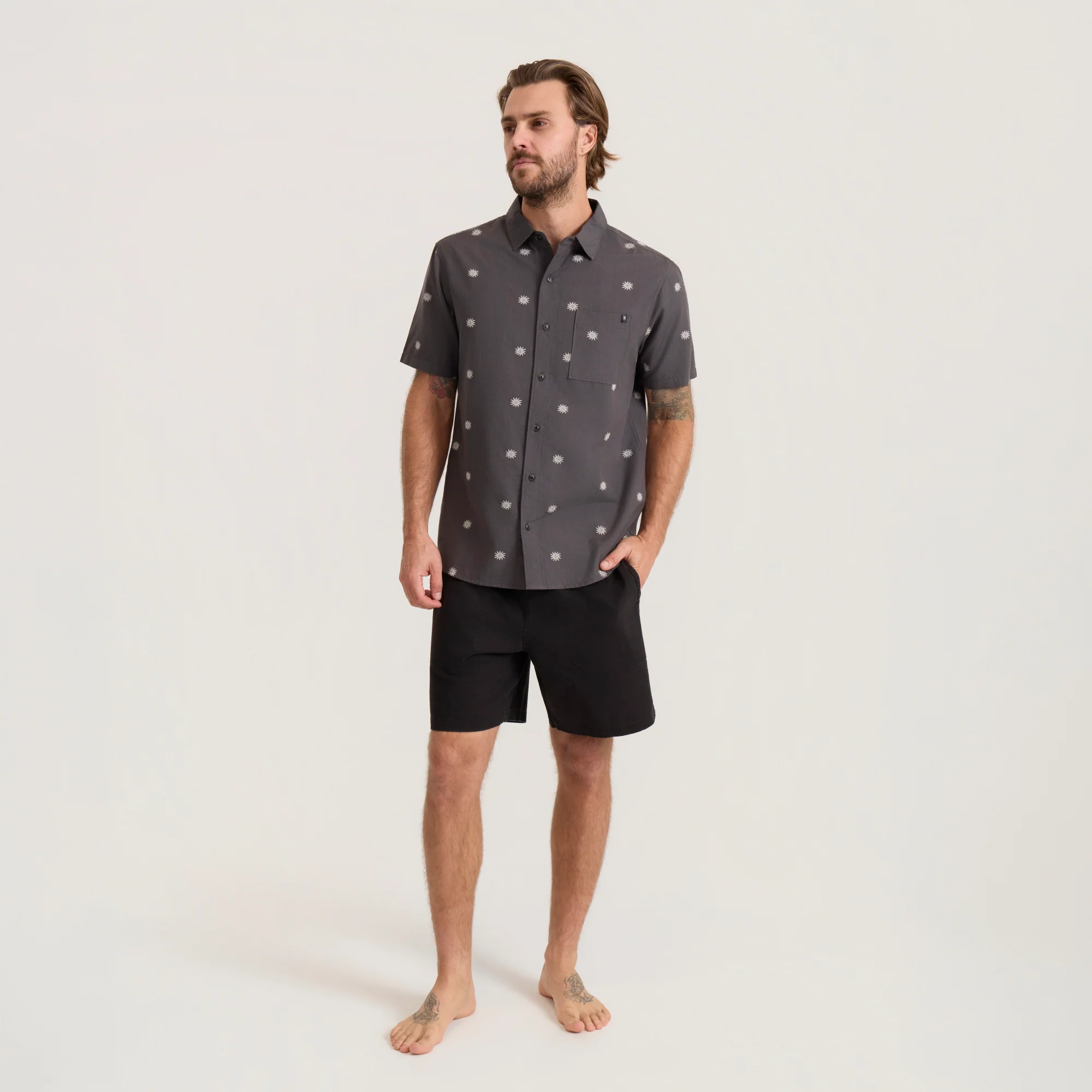 Journey Short Sleeve Button Up Shirt - Charcoal - Image 5