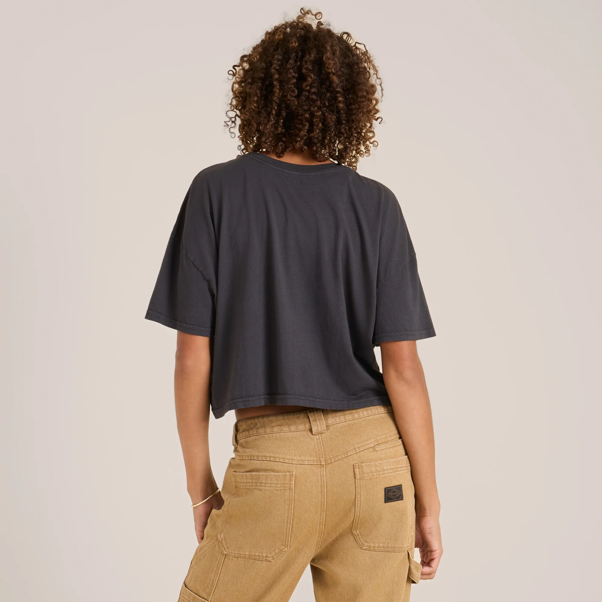 Moto Skele Boxy Crop Premium Tee - Faded Black - Image 3
