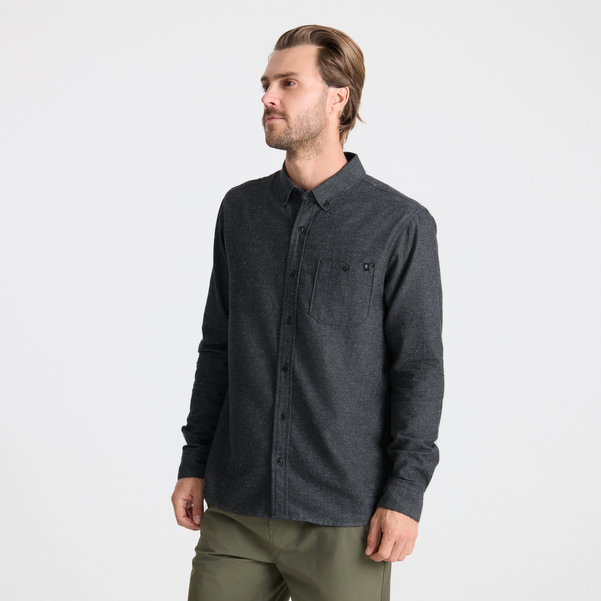 Scholar Chambray Button Up Shirt - Black - Image 3