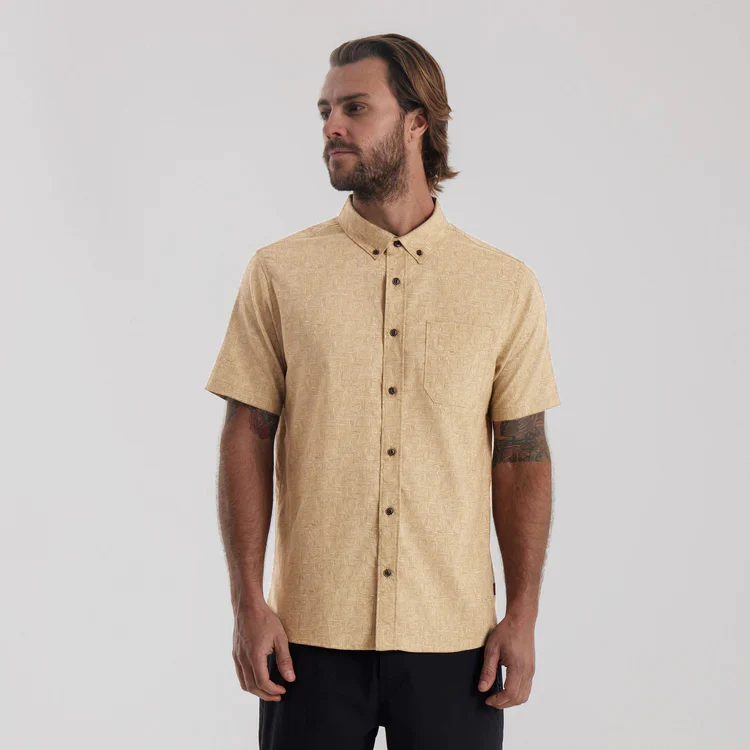 Scholar Stretch Organic Short Sleeve Button Up Shirt - Fern - Image 2