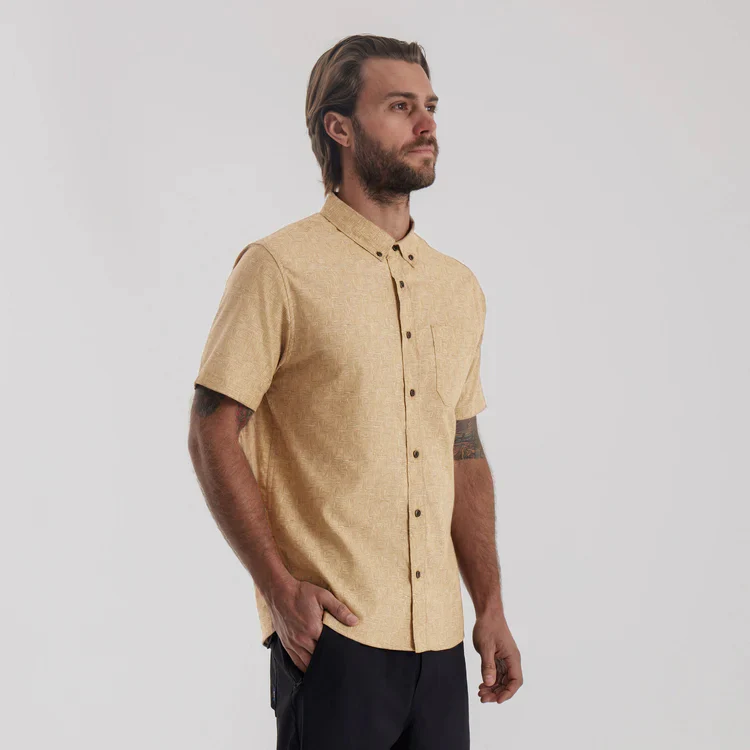 Scholar Stretch Organic Short Sleeve Button Up Shirt - Fern - Image 4