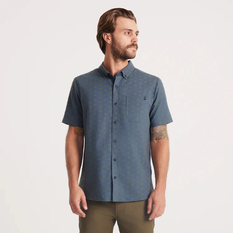 Scholar Stretch Organic Short Sleeve Button Up Shirt - Tundra - Image 2