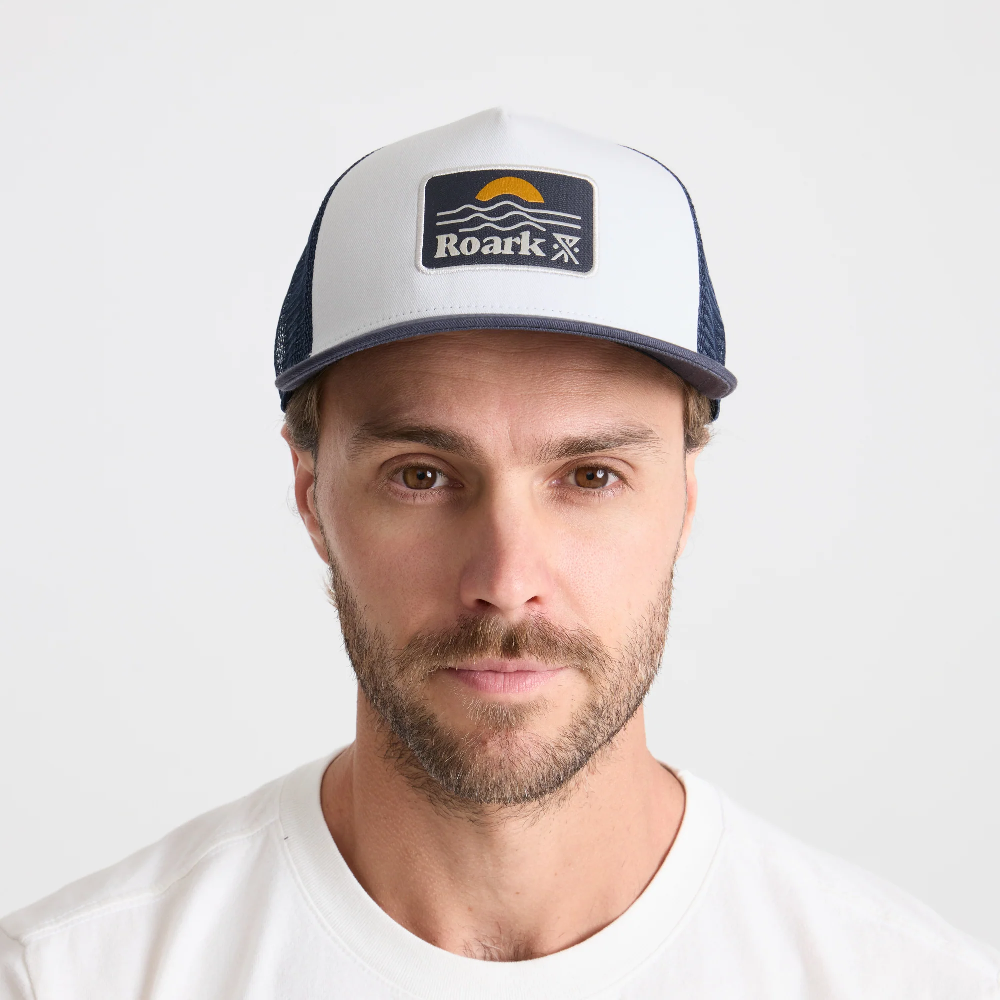 Station Trucker Snapback Hat - White/Navy - Image 2