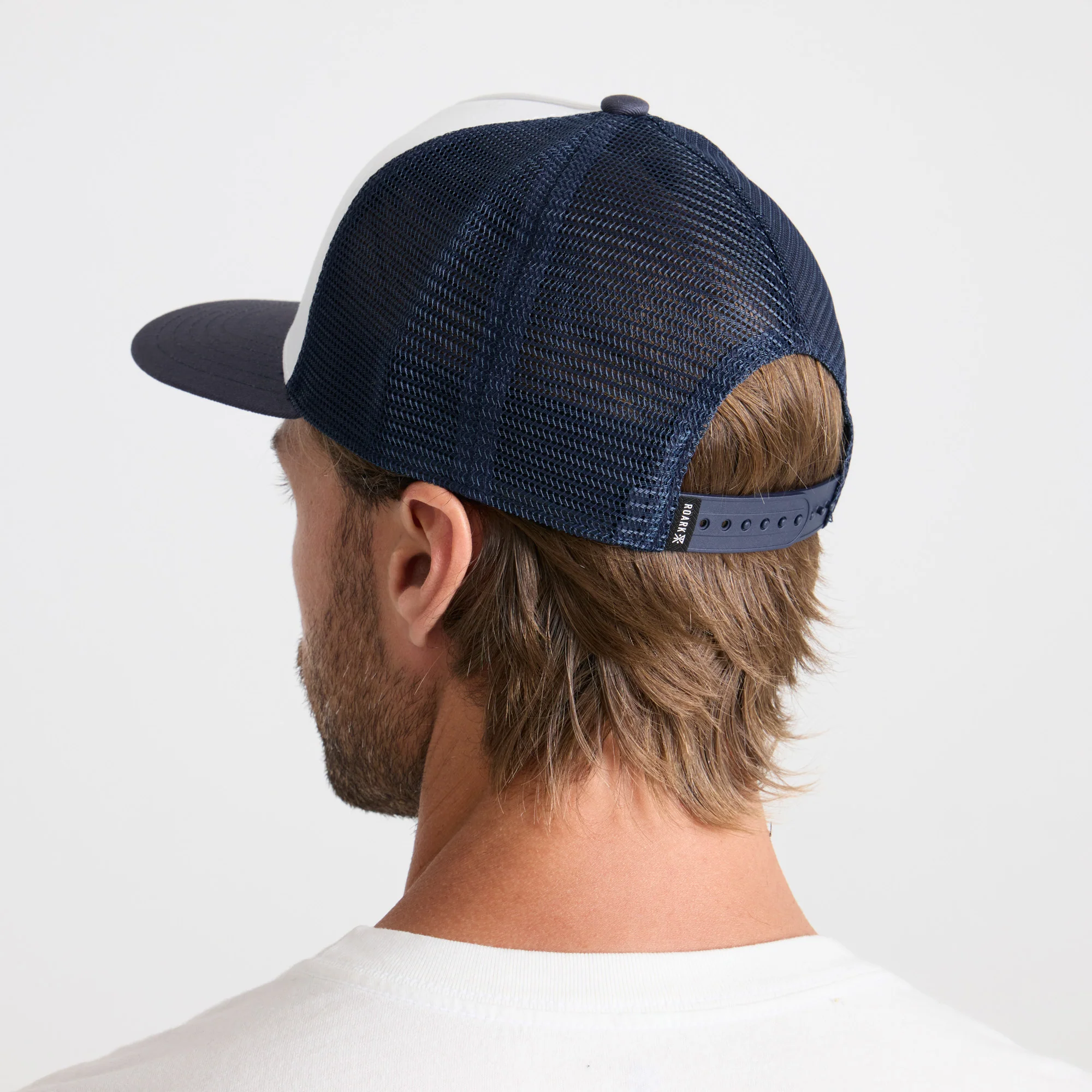 Station Trucker Snapback Hat - White/Navy - Image 6