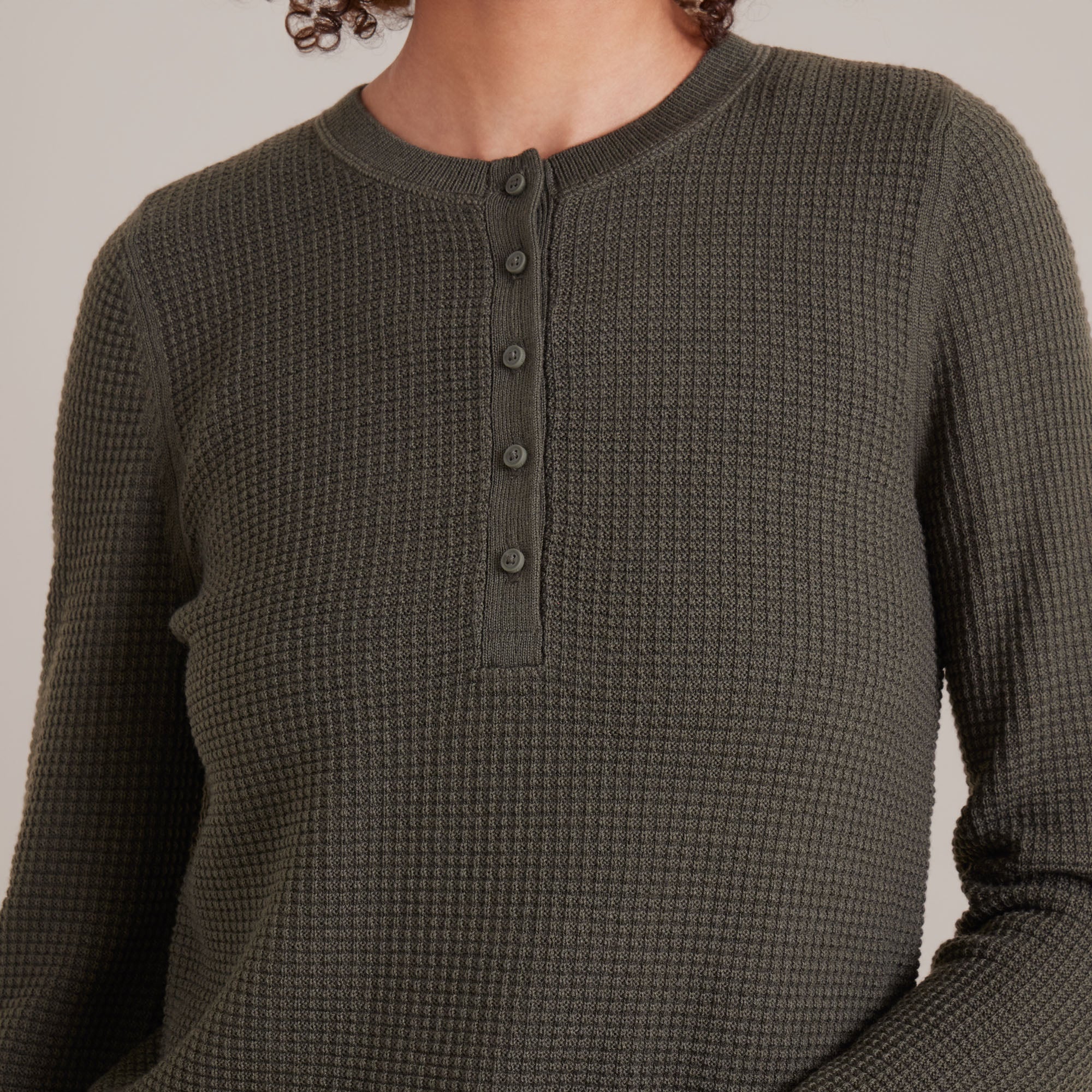 Well Worn Long Sleeve Thermal Sweater - Military - Image 4