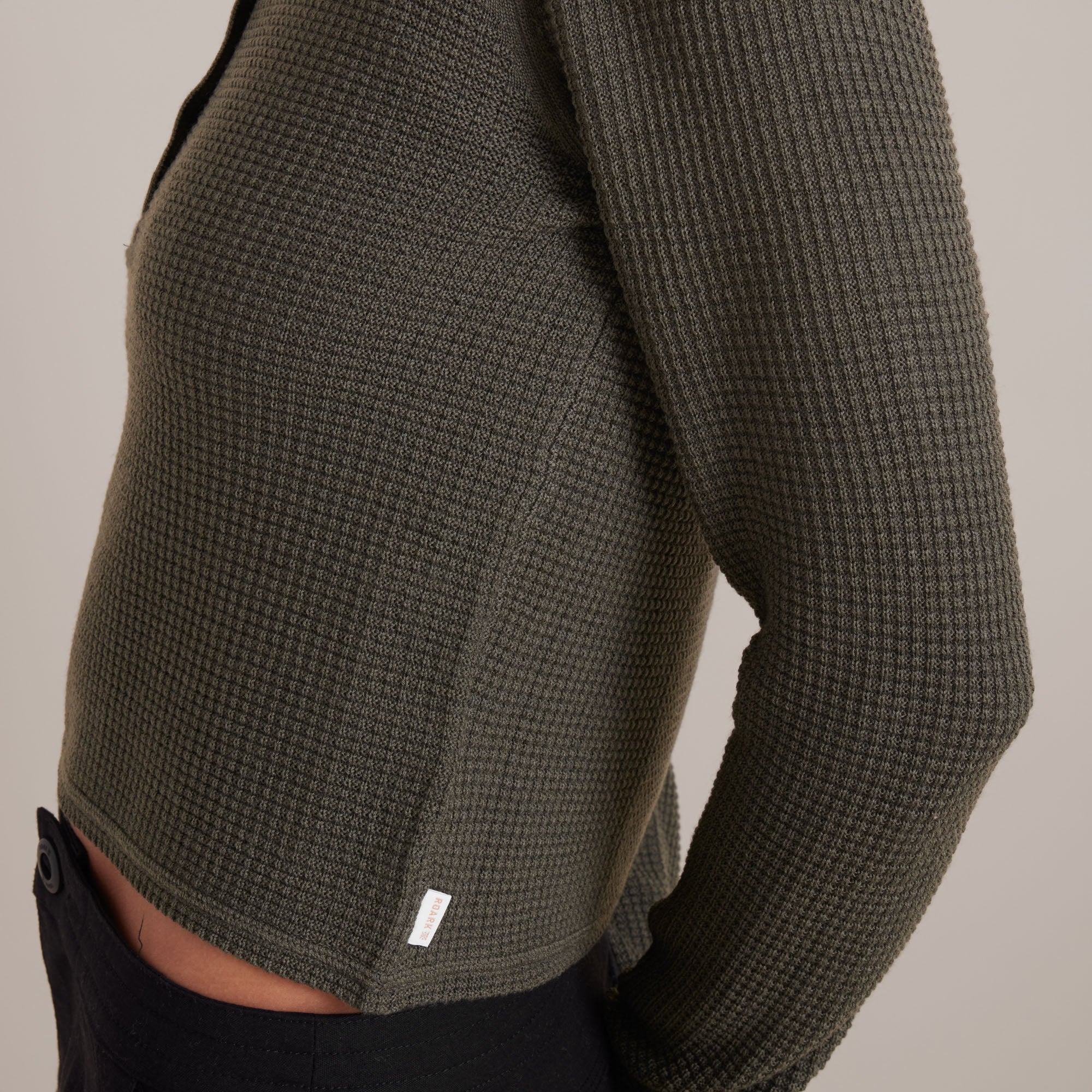 Well Worn Long Sleeve Thermal Sweater - Military - Image 5