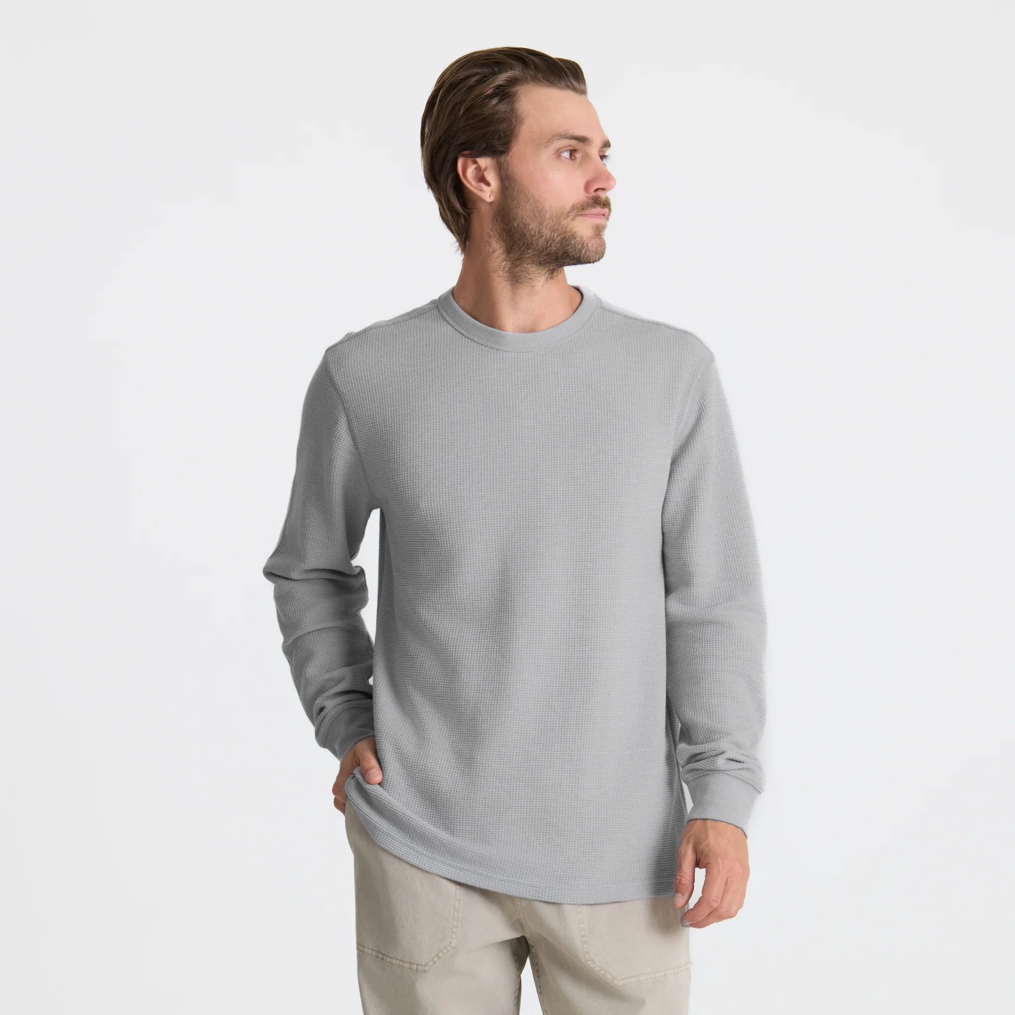 Well Worn Thermal Long Sleeve Tee - Heather Grey - Image 2