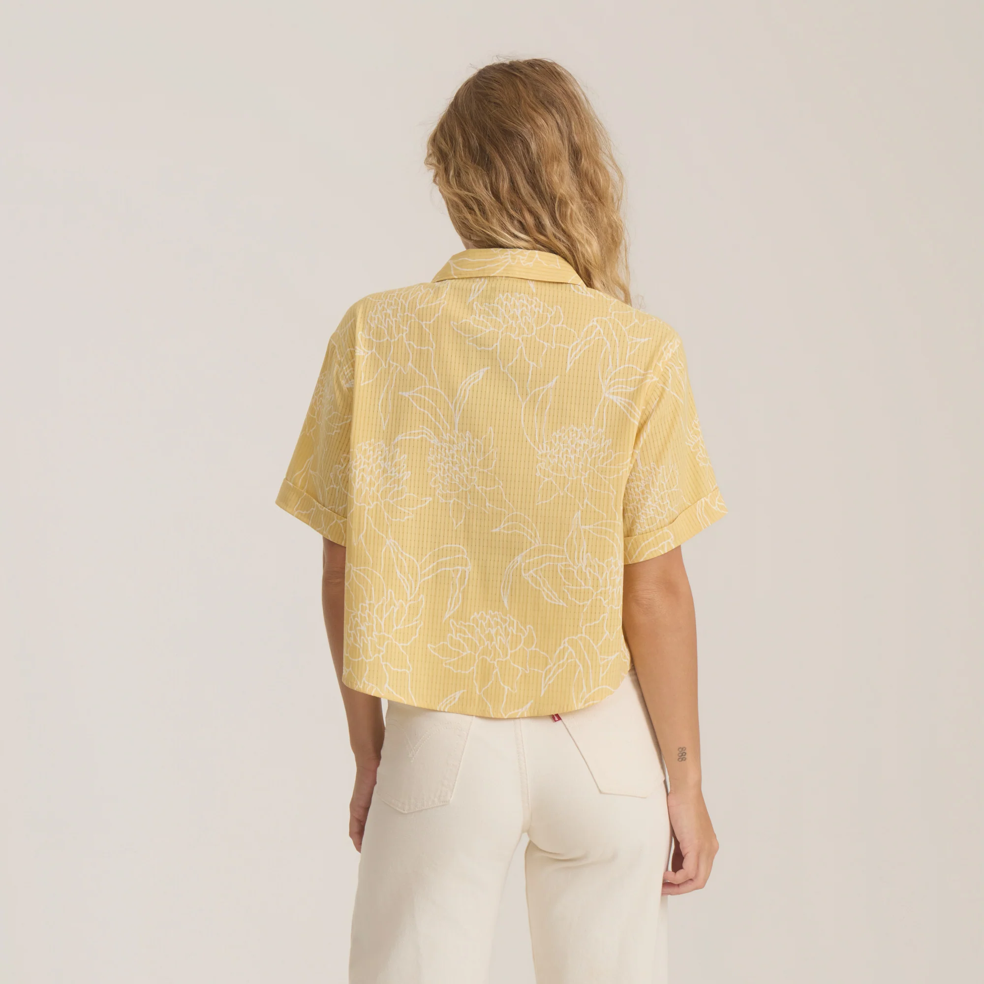 Bless Up Camp Button Up Shirt - Wheat - Image 3