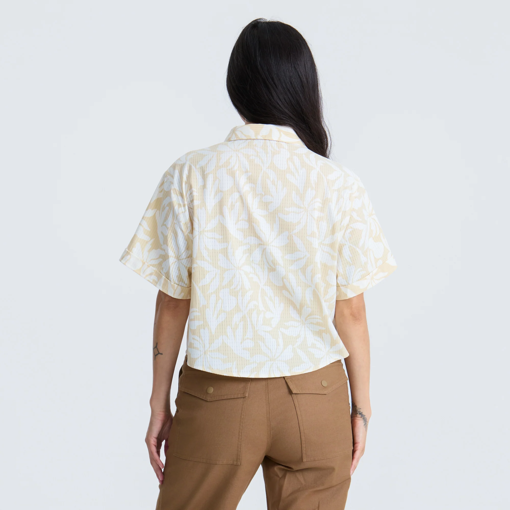 Bless Up Cropped Button Up Shirt - Sand - Image 3